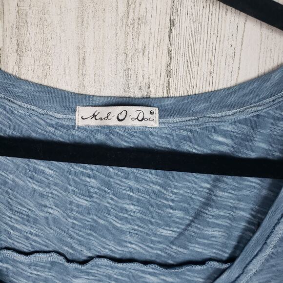 NWOT Mod-O-Doc Blue Distressed Knit Tank Mini Sleeveless Dress Women's - Picture 7 of 12